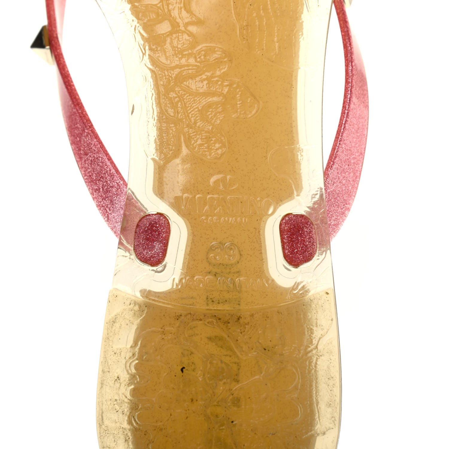 Valentino Garavani PVC Jelly Glitter Rockstud Bow Thong Sandals 39 Pink 6 of 9