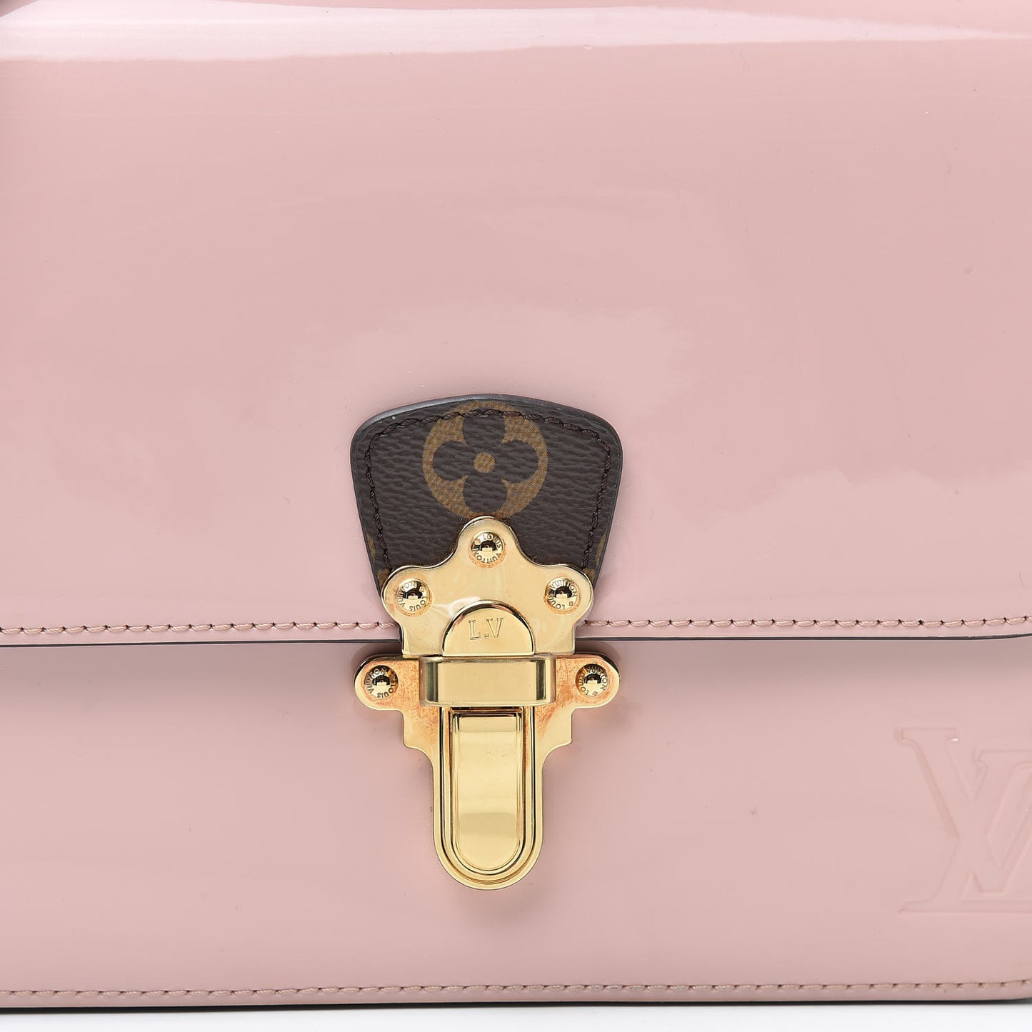 Patent Calfskin Monogram Cherrywood BB Rose Ballerine