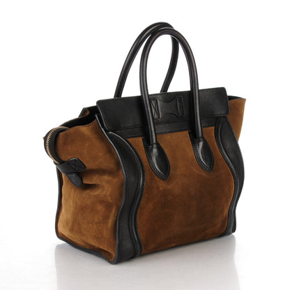 Celine Smooth Calfskin Suede Mini Bi-Color Luggage Black Olive 4 of 12