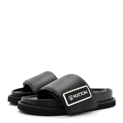 Louis Vuitton Calfskin Womens Pool Pillow Sunset Mules 36 Black 4 of 11