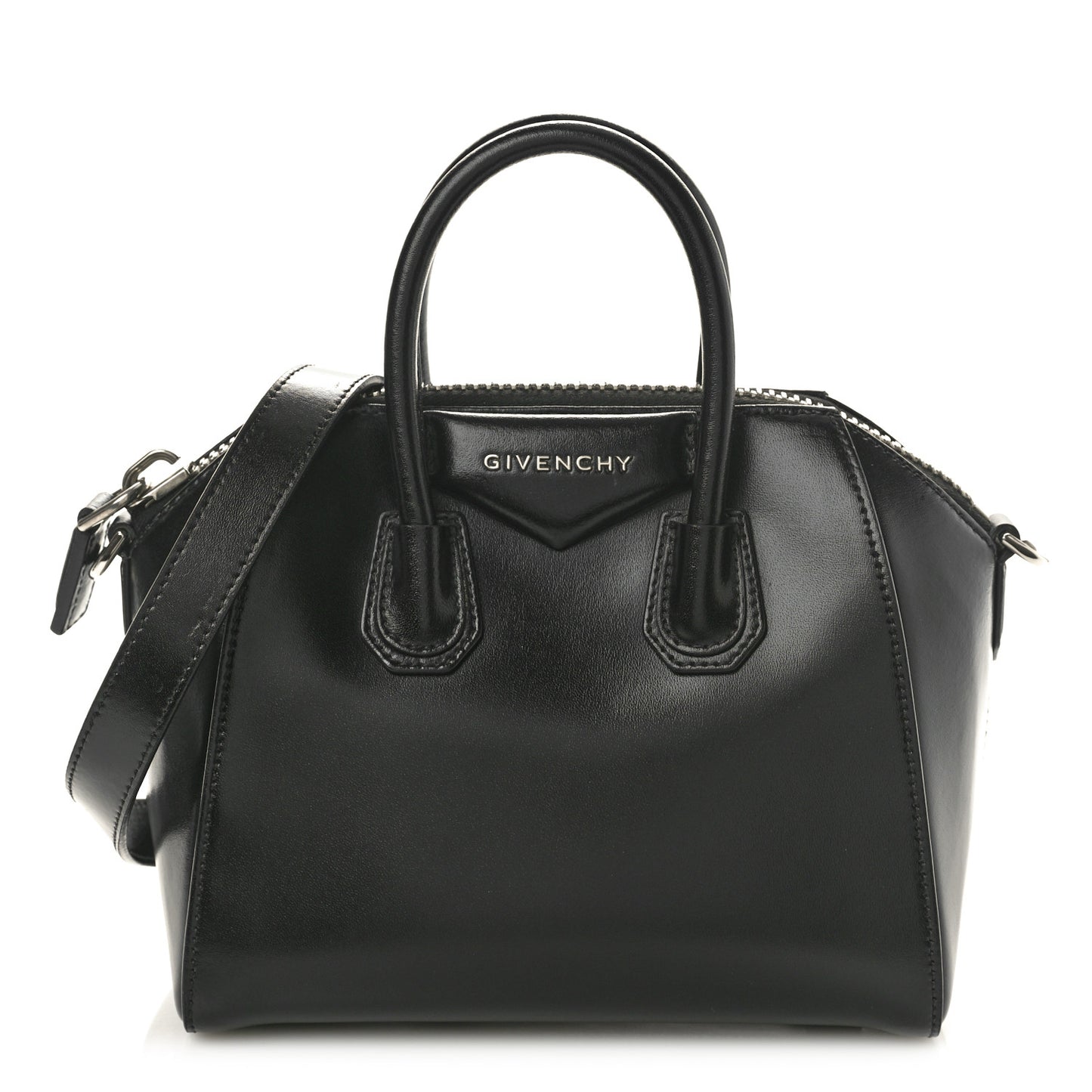 Shiny Lord Calfskin Mini Antigona Black