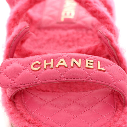 Chanel Cord Lambskin Quilted Logo Sandals 38 Pink 11 of 11