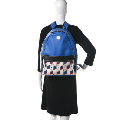 MCM Calfskin Visetos Diamond Print Backpack Blue 2 of 15