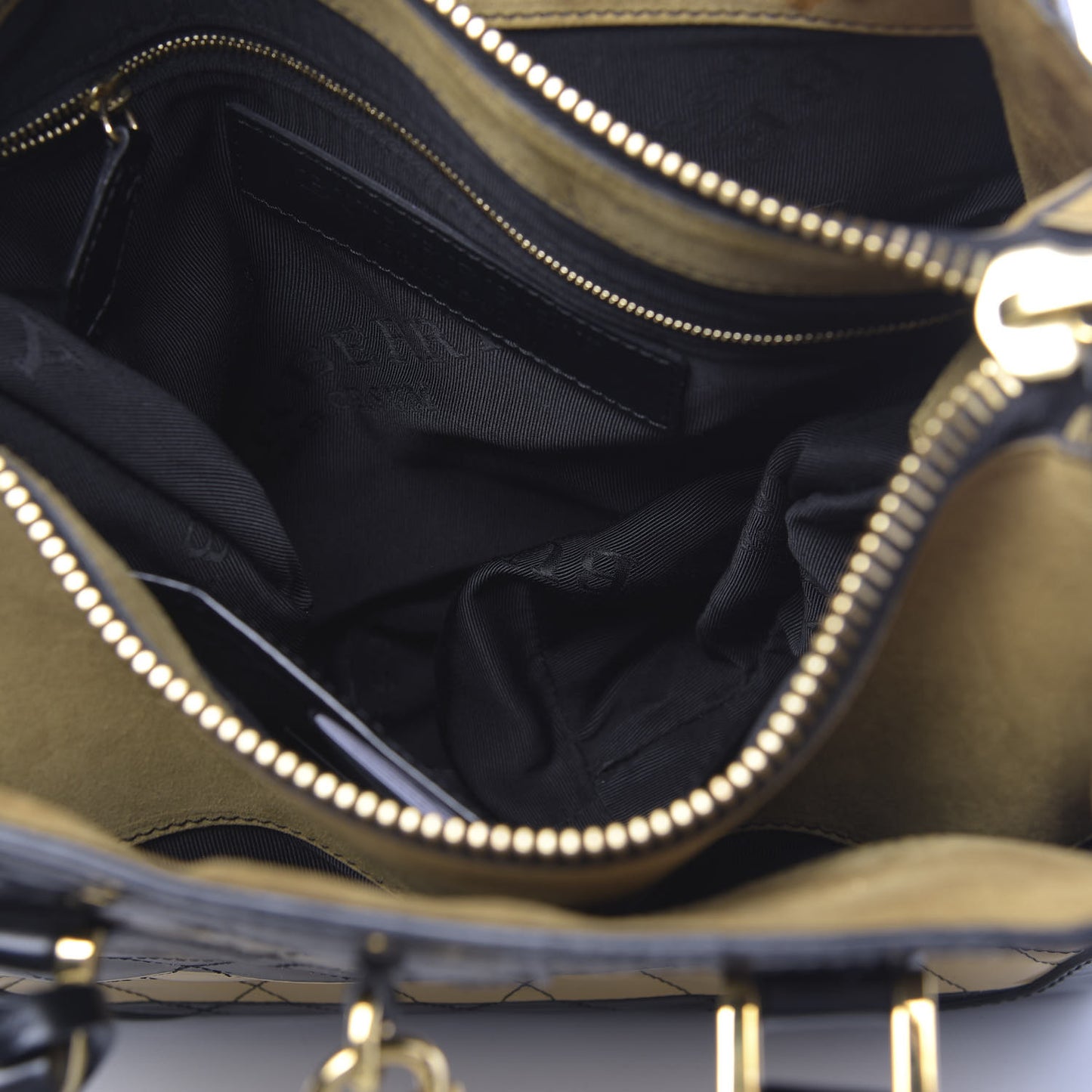 Patent Quilted Bi-Color Medium Albett Tote Black Gold