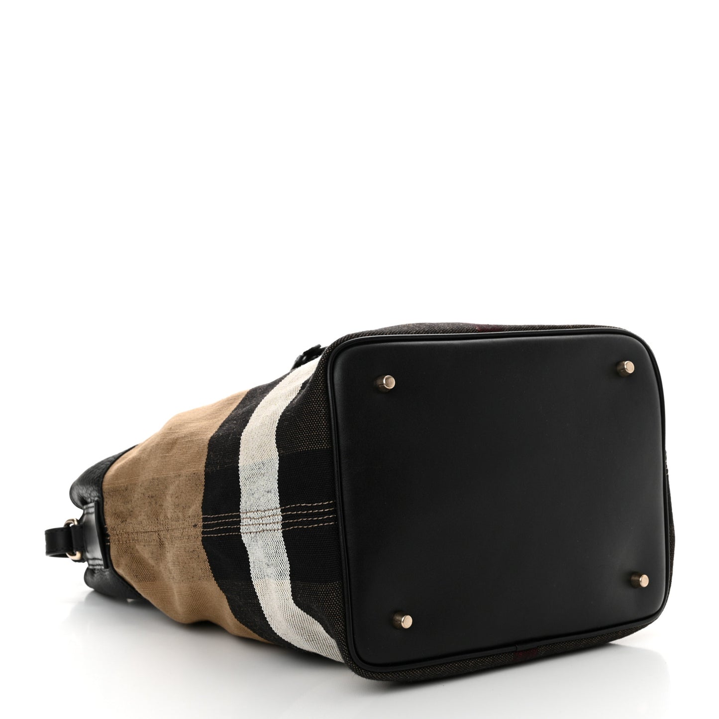 Grainy Calfskin Canvas Mega Check Medium Ashby Tassel Hobo Black