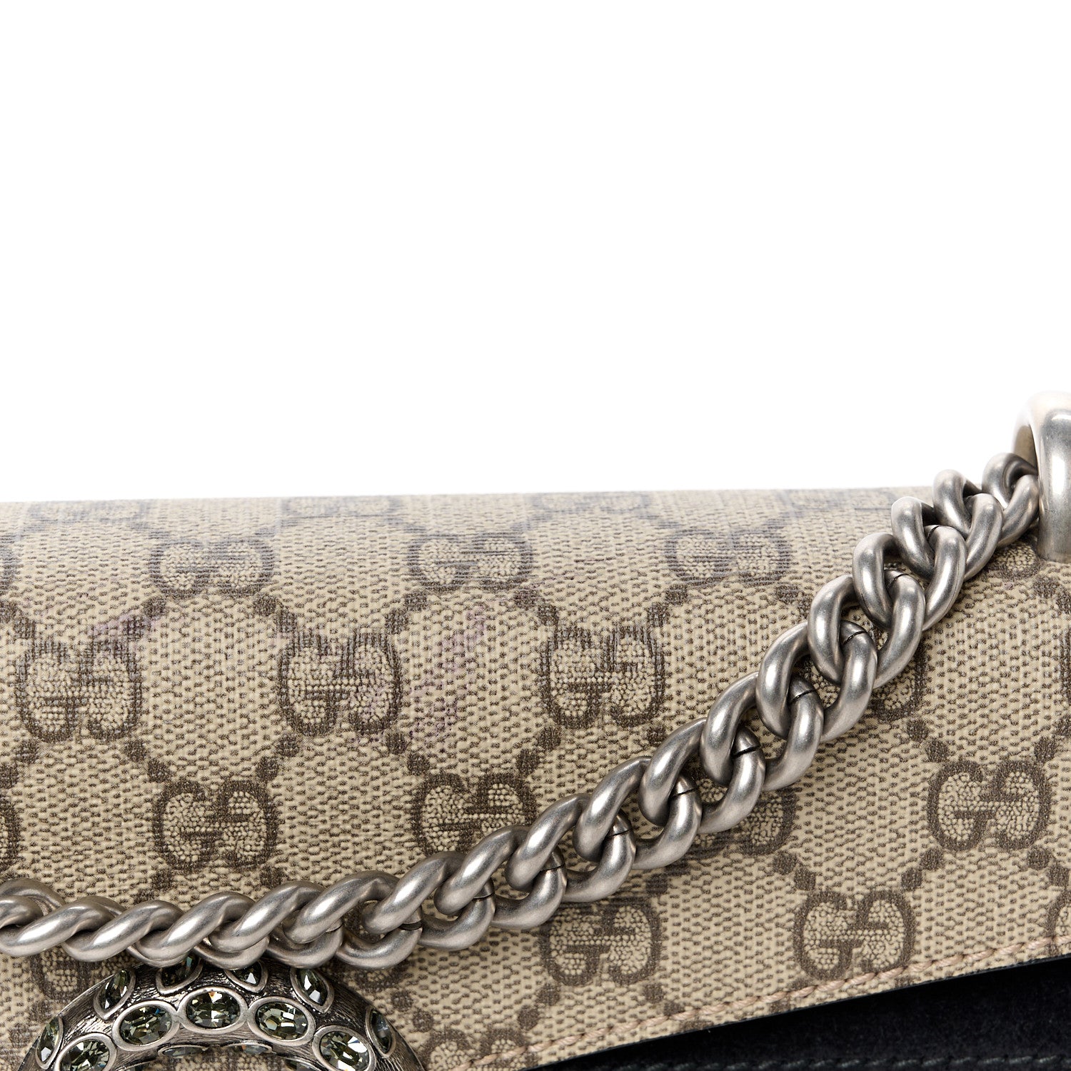 Gucci GG Supreme Monogram Suede Crystal Small Dionysus Shoulder Bag Beige Ebony Black 13 of 13