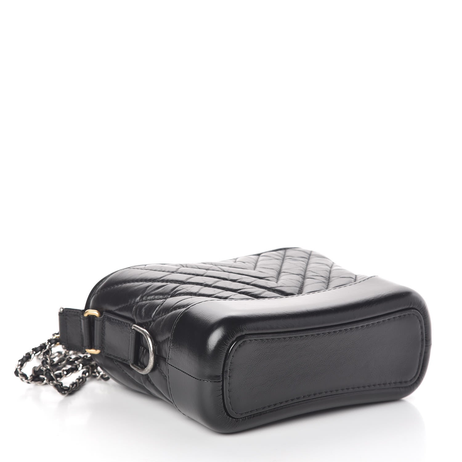 Chanel Aged Calfskin Chevron Quilted Small Gabrielle Hobo Black 4 of 10