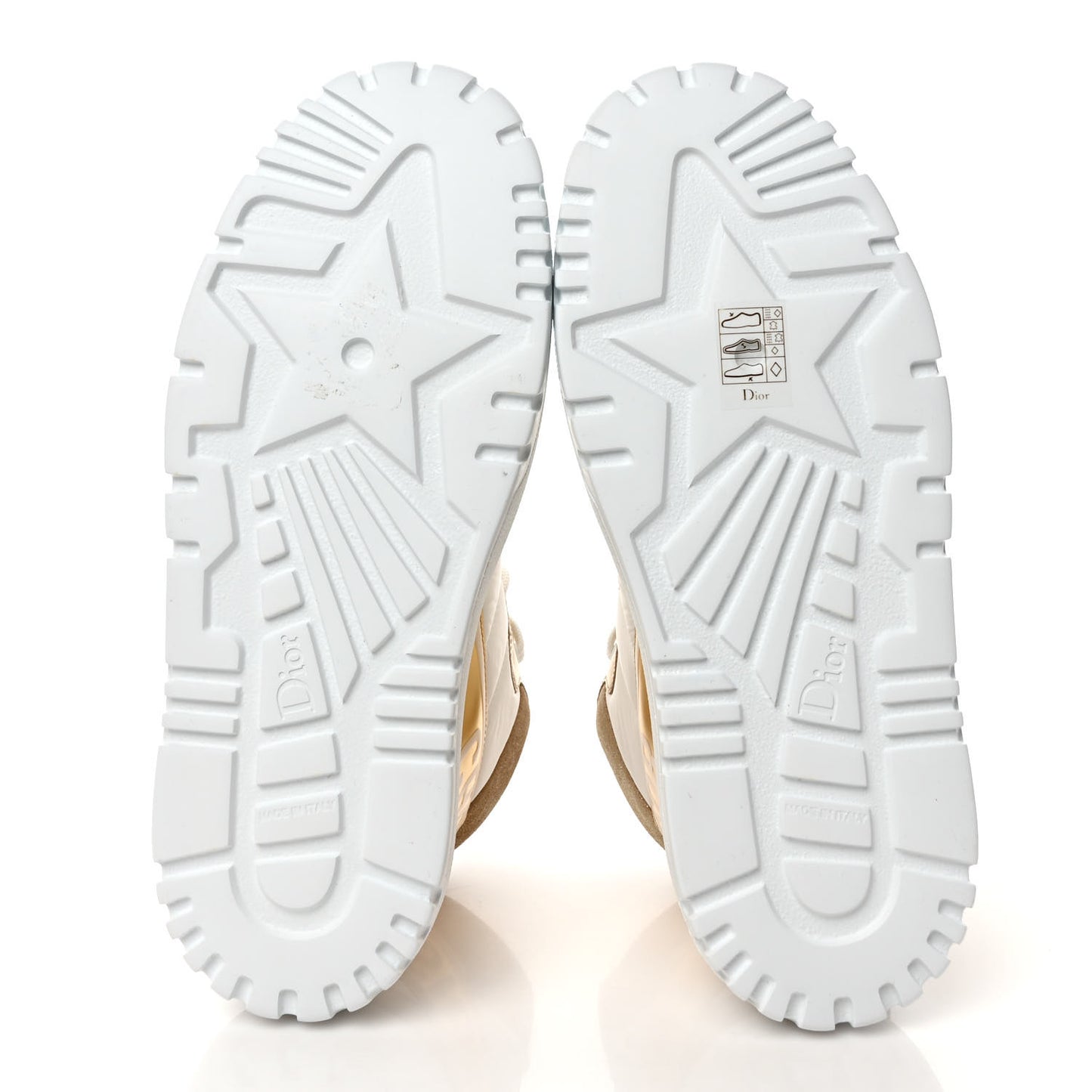 Nylon Laminated Calfskin Womens D-Player High Top Sneakers 36 White Gold