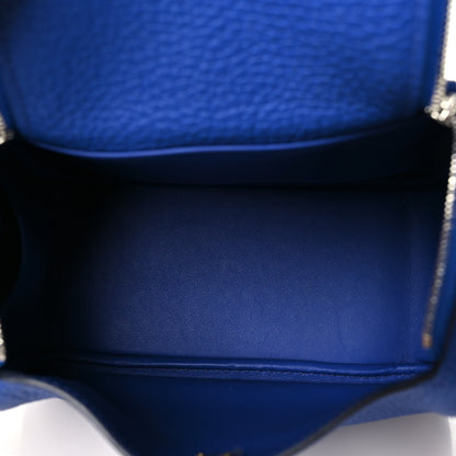 Hermes Taurillon Clemence Mini Lindy 20 Bleu Electrique 5 of 11