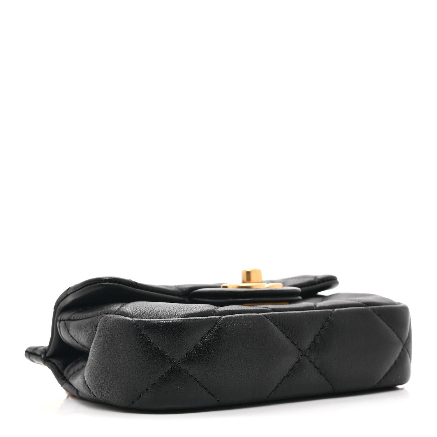 Chanel Calfskin Quilted Lady Handle Flap Card Holder With Chain Black 4 of 11