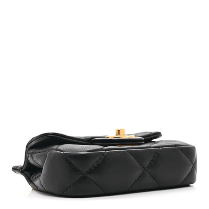 Chanel Calfskin Quilted Lady Handle Flap Card Holder With Chain Black 4 of 11