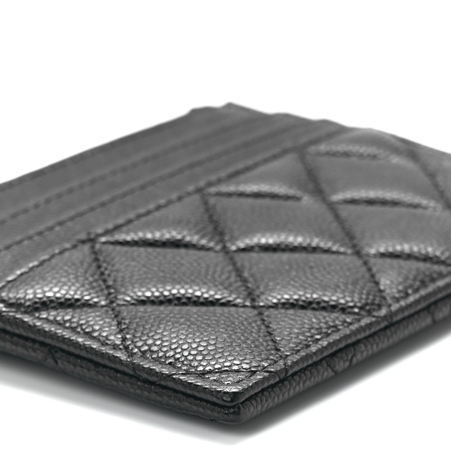 Caviar Quilted CC Zip Card Holder Black