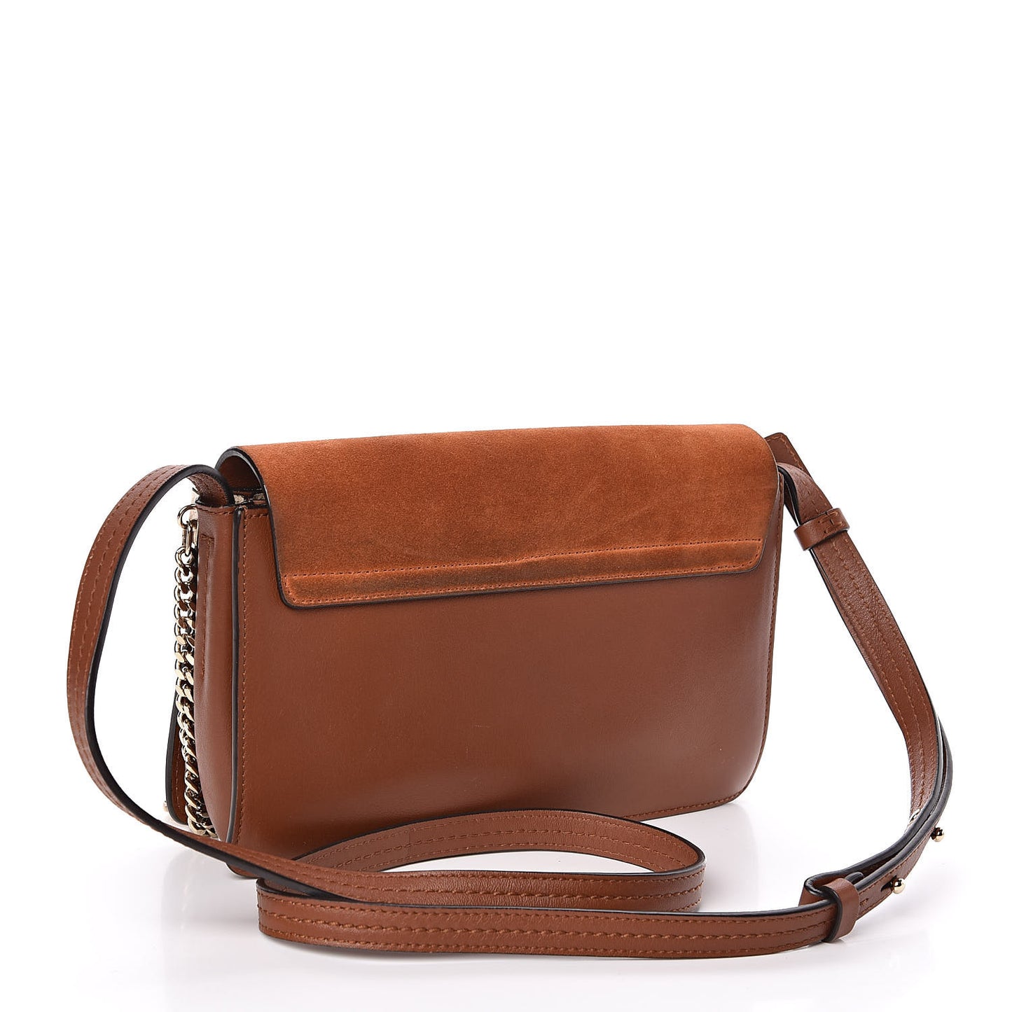 Suede Calfskin Small Faye Shoulder Bag Tobacco
