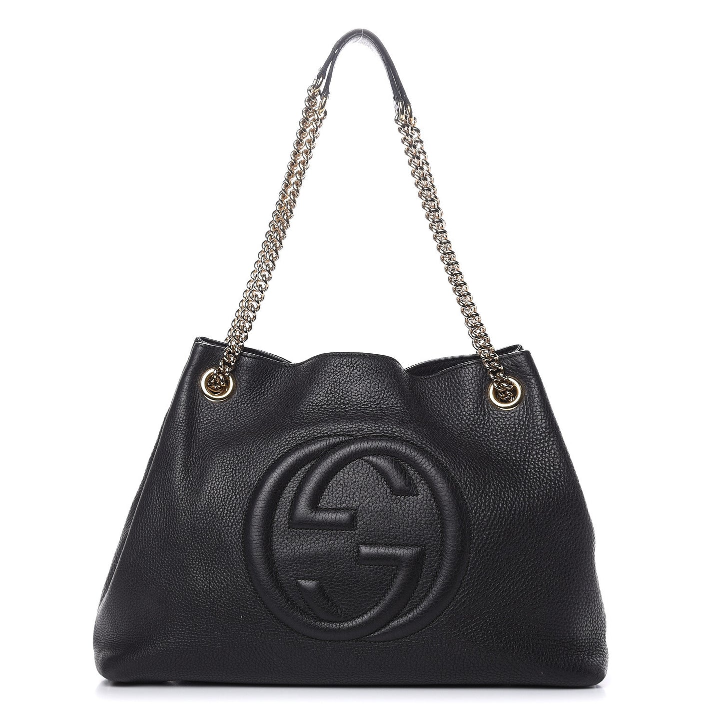 Pebbled Calfskin Medium Soho Chain Shoulder Bag Black