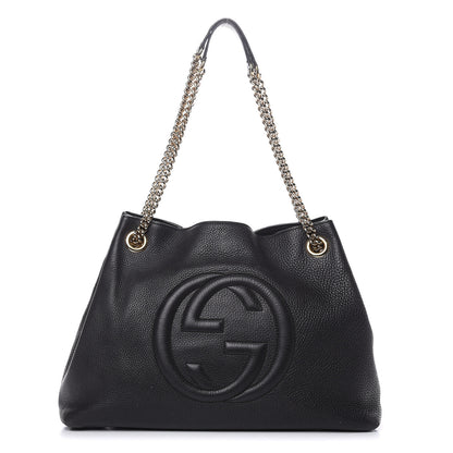 Gucci Pebbled Calfskin Medium Soho Chain Shoulder Bag Black 1 of 18