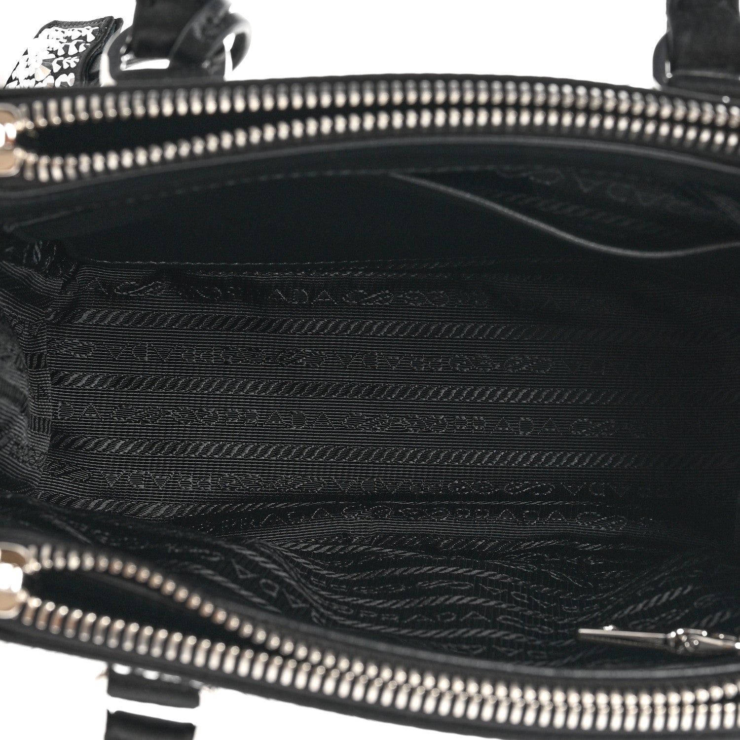 Prada Satin Crystal Mini Galleria Double Zip Tote Metal 6 of 12