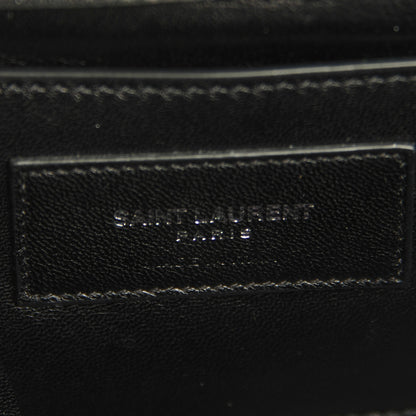 Saint Laurent Suede Crystal Studded Small Monogram Tassel Satchel Black 7 of 8