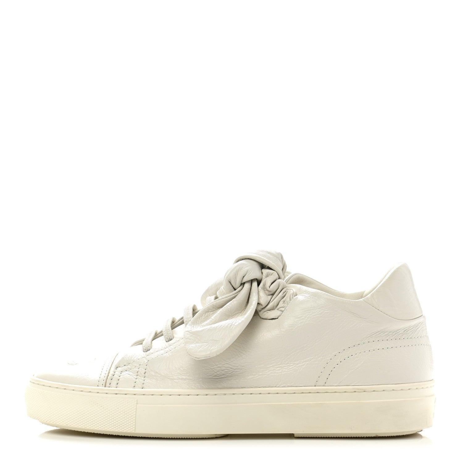 Chanel Crumpled Calfskin Womens CC Bow Sneakers 37.5 White 1 of 8