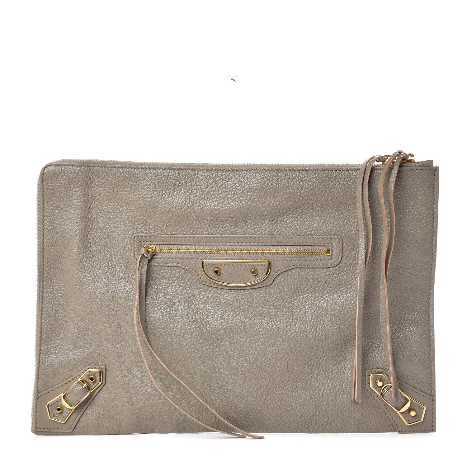 Balenciaga Chevre Gold Metallic Edge Hardware Pouch Gris Taupe 1 of 7