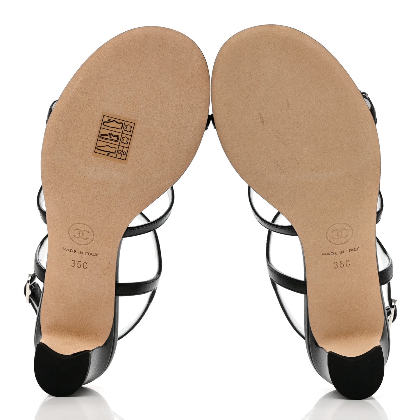 Lambskin Crystal CC Chain Sandals 35 Black