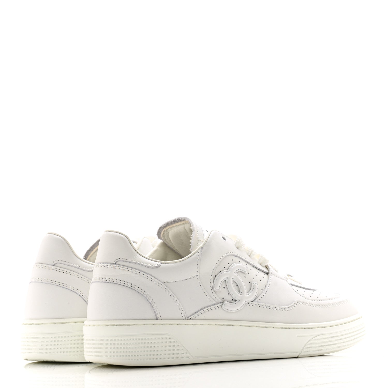 Chanel Calfskin Womens CC Sneakers 36 White 4 of 10
