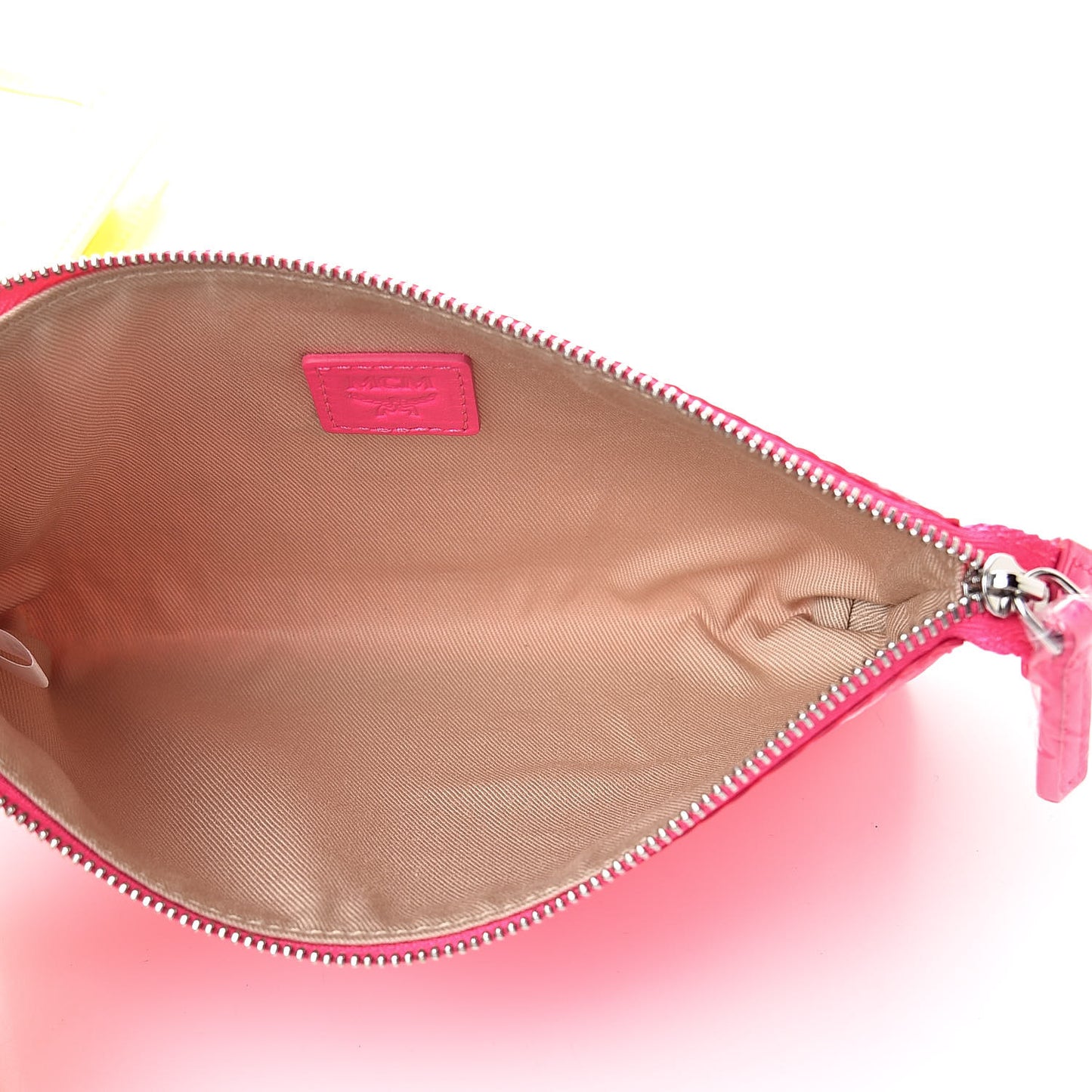 Iridescent PVC Wristlet Neon Yellow