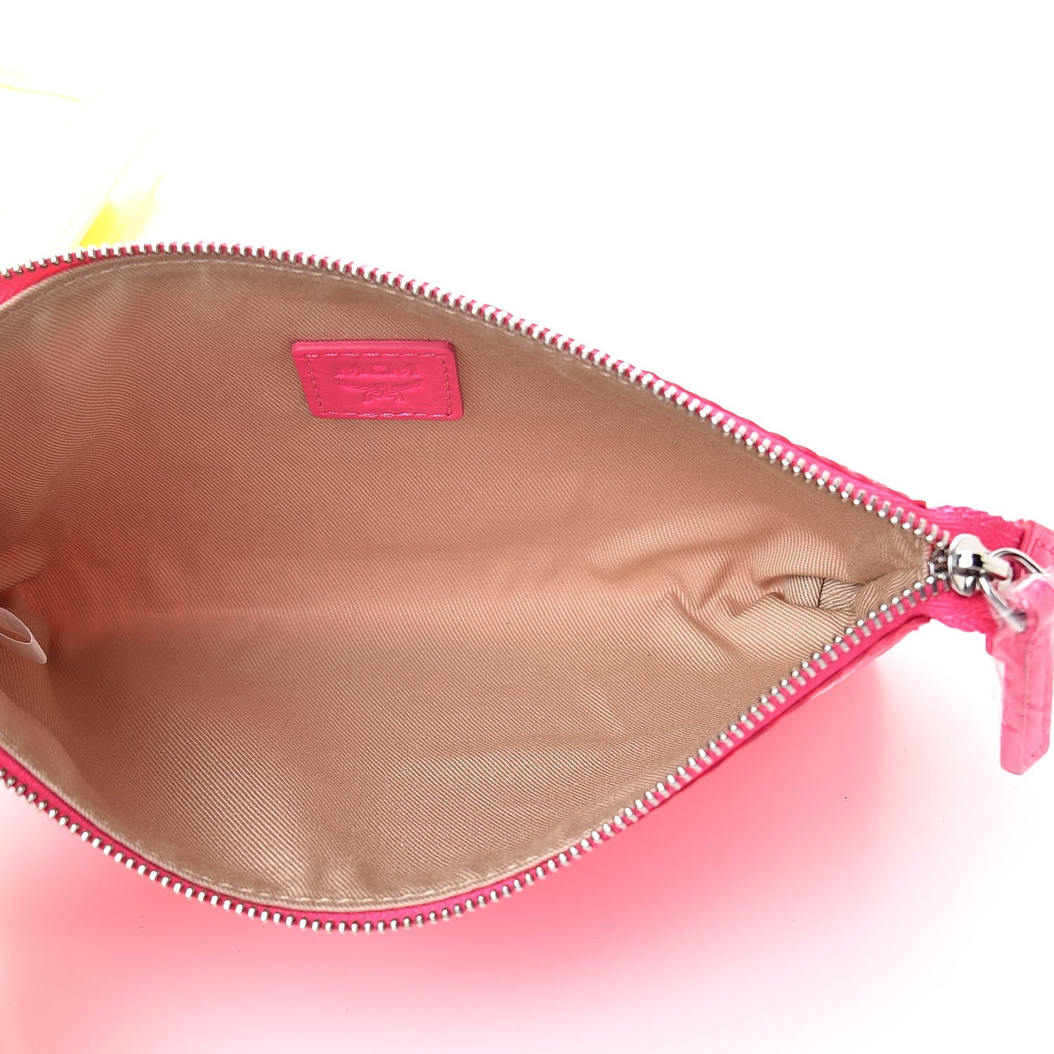 MCM Iridescent PVC Wristlet Neon Yellow 7 of 10
