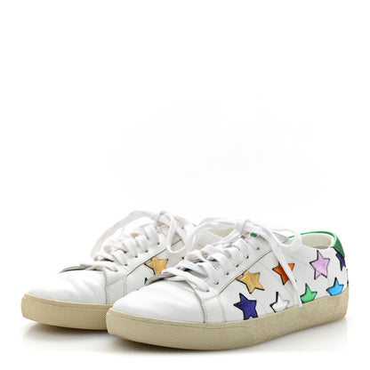 Saint Laurent Calfskin Womens Star Court Sneakers 40 Green Multicolor 4 of 9