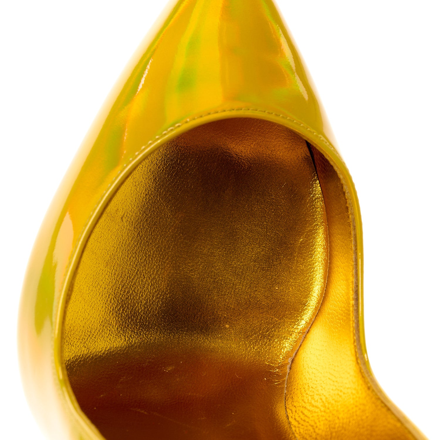 Christian Louboutin Metallic Patent Hot Chick 100 Pumps 36 Yellow 9 of 10