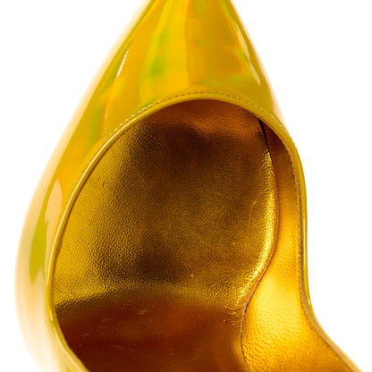 Christian Louboutin Metallic Patent Hot Chick 100 Pumps 36 Yellow 9 of 10