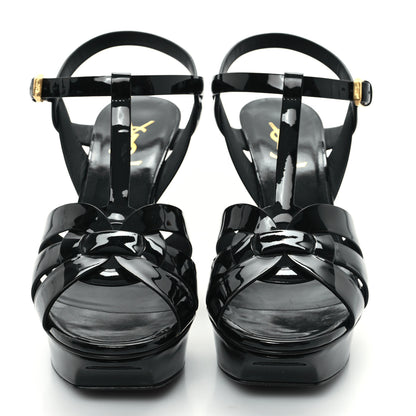 Saint Laurent Patent Tribute 105 Platform Sandals 38.5 Black 3 of 10