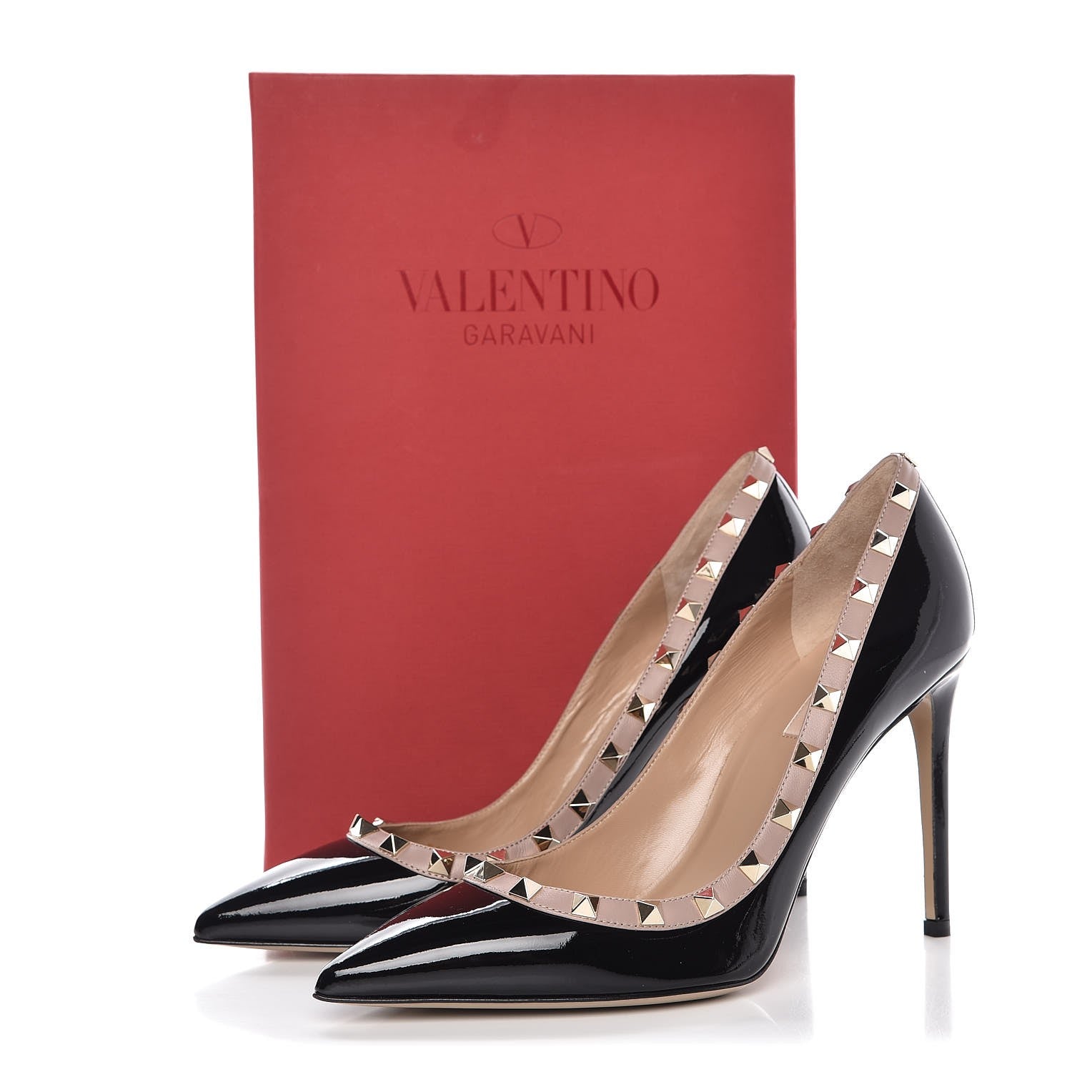Valentino Garavani Patent Rockstud 100mm Pumps 39 Black Poudre 8 of 8