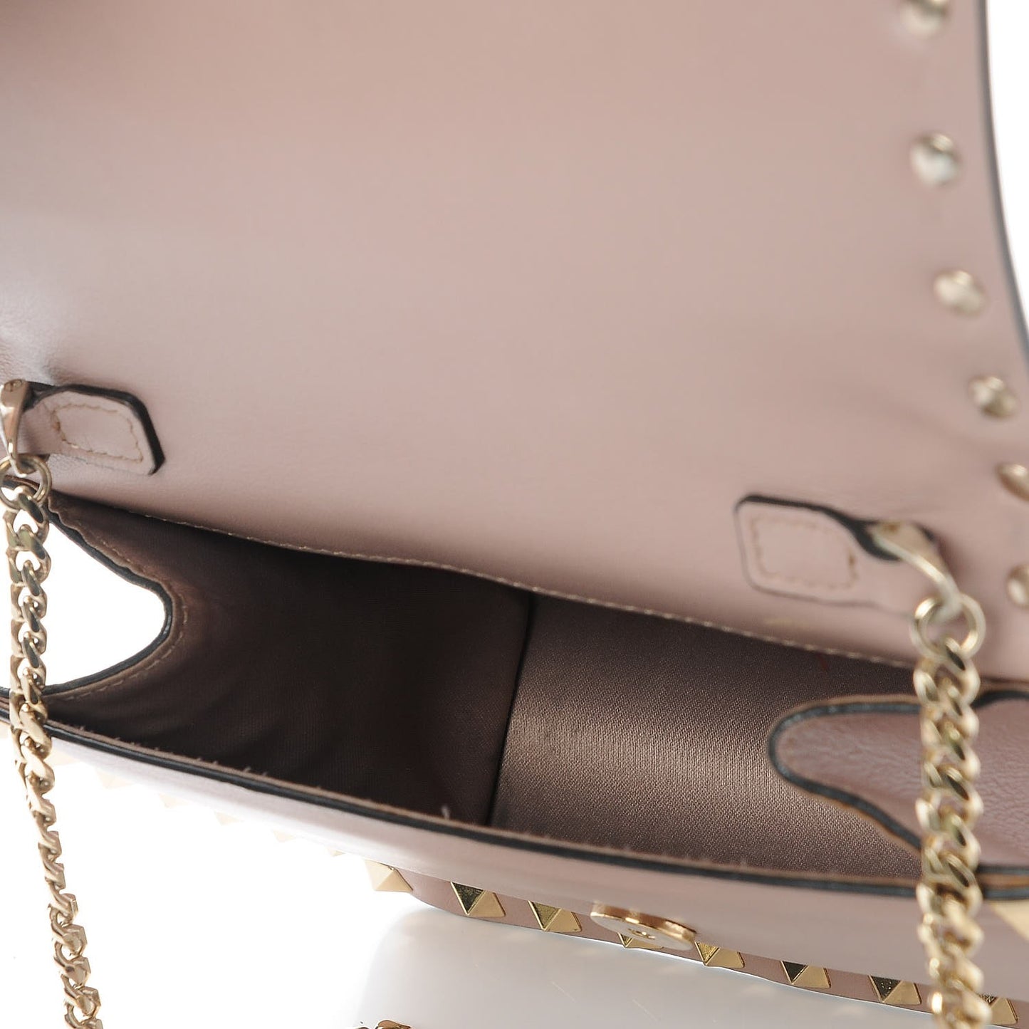 Vitello Rockstud Chain Flap Crossbody Bag Poudre