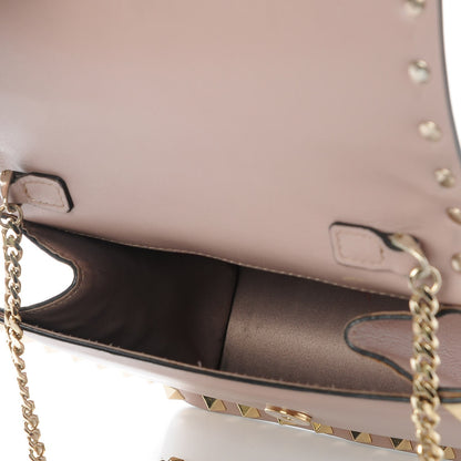 Valentino Garavani Vitello Rockstud Chain Flap Crossbody Bag Poudre 5 of 8