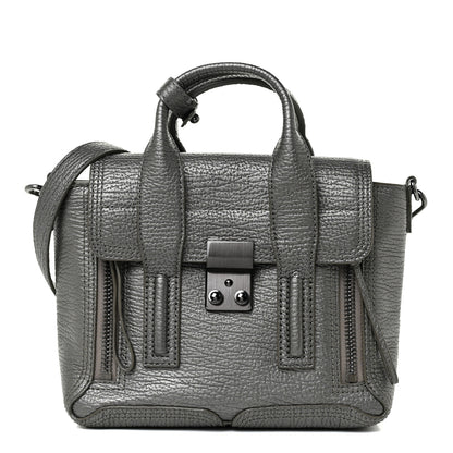 3.1 Phillip Lim Metallic Textured Calfskin Mini Pashli Satchel Silver 1 of 13
