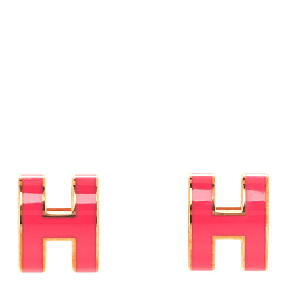 Hermes Rose Gold Lacquered Mini Pop H Earrings Rose Extreme 1 of 6