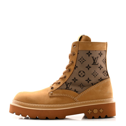 Louis Vuitton Nubuck Monogram Jacquard Mens Ranger Ankle Boots 10.5 Beige 1 of 12