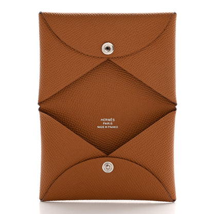 Hermes Epsom Calvi Card Case Gold 5 of 8