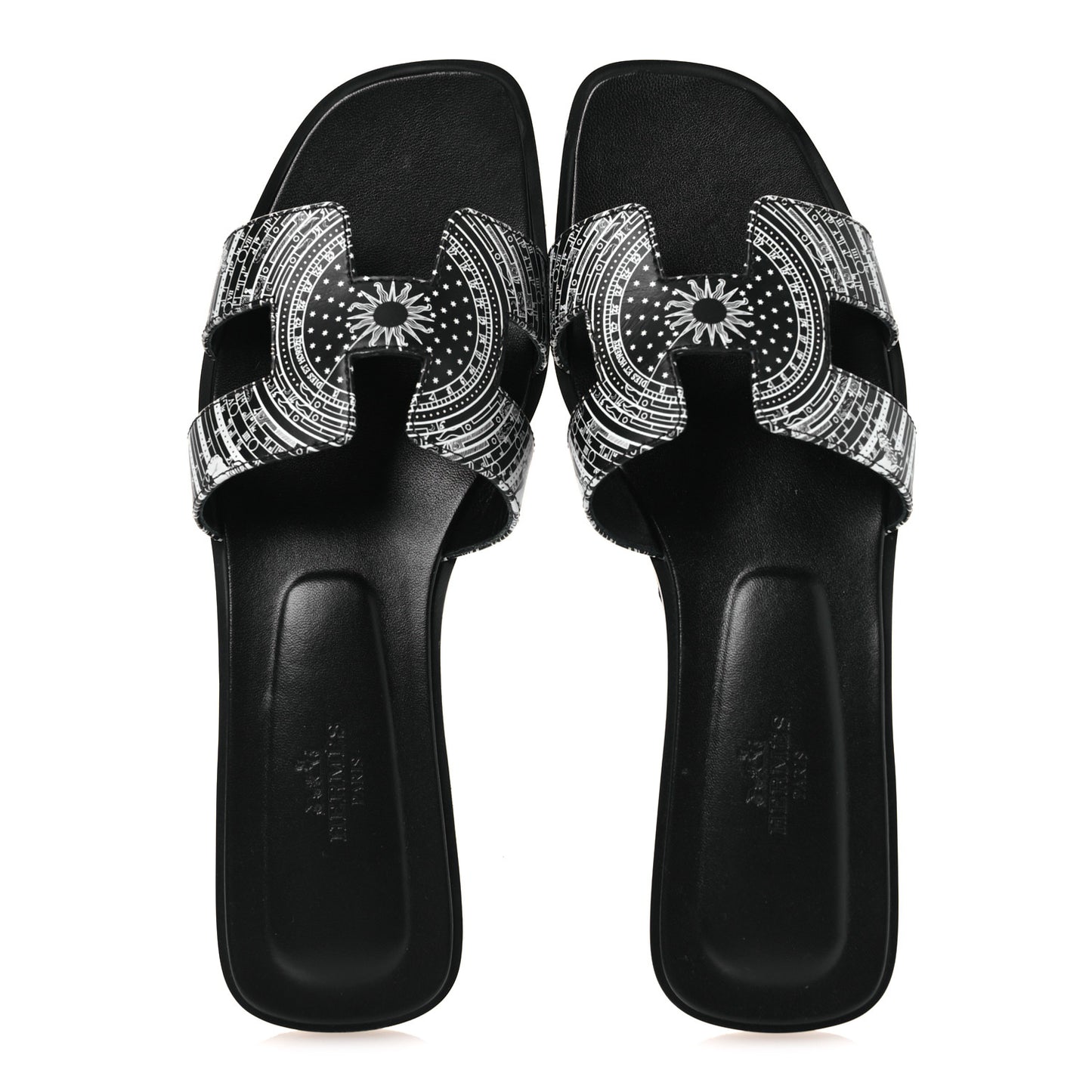 Calfskin Astrologie Bandana Oran Sandals 38 Black White