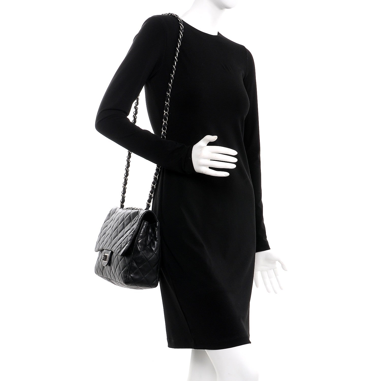 Chanel Washed Lambskin Quilted Jumbo Hybrid Reissue Flap Black 2 of 9