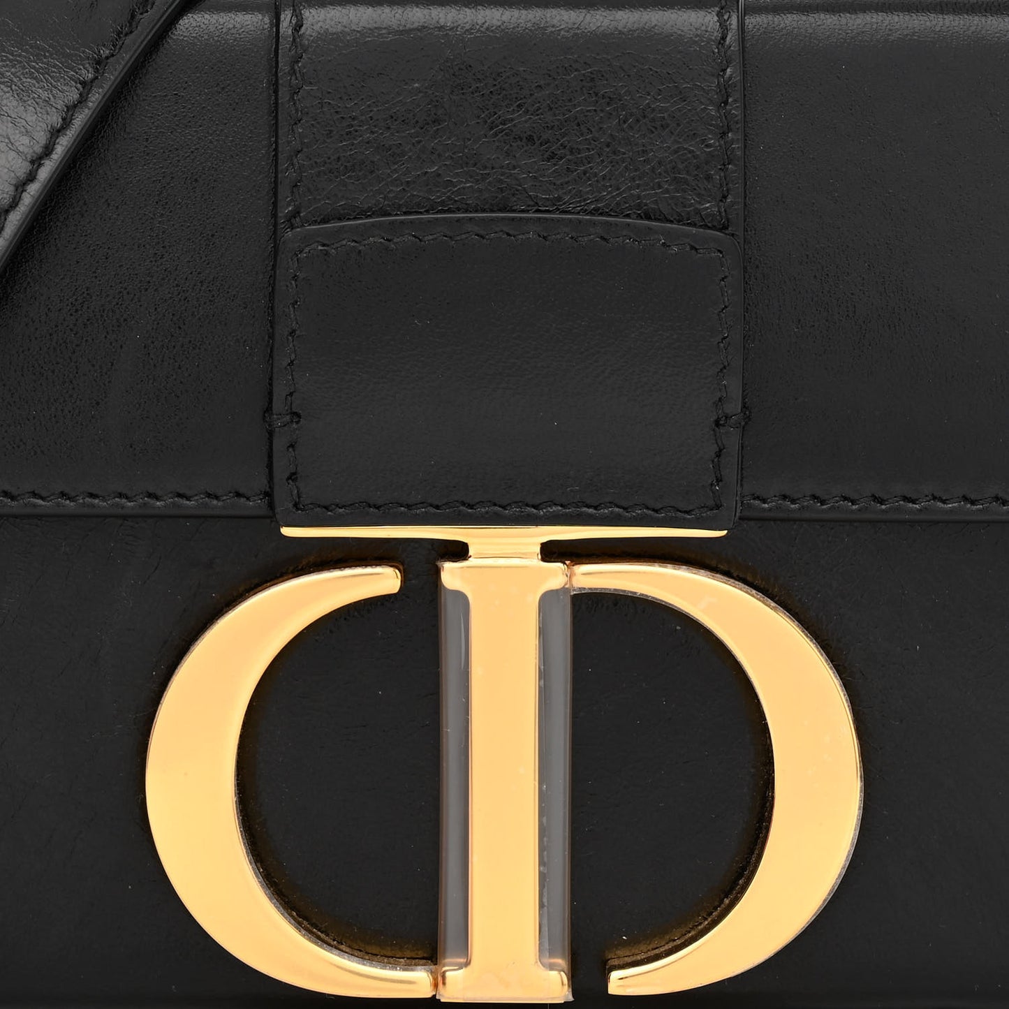 Crackled Lambskin 30 Montaigne Box Bag Black