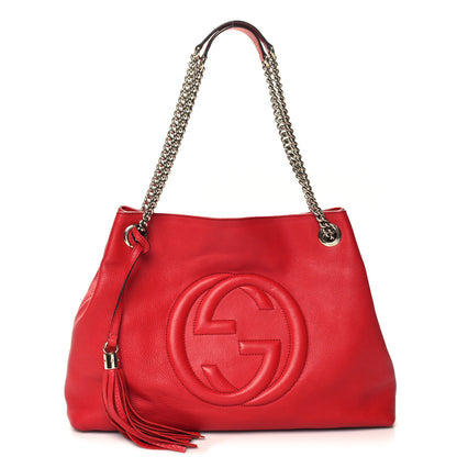 Gucci Cellarius Calfskin Medium Soho Chain Shoulder Bag Vibrant Red 1 of 10