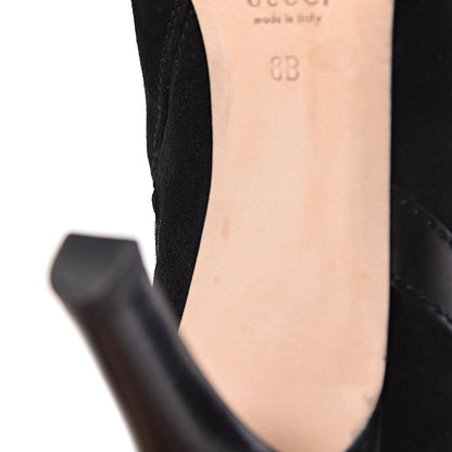 Gucci Suede Calfskin Interlocking G Knee High Web Boots 8 Black 11 of 12