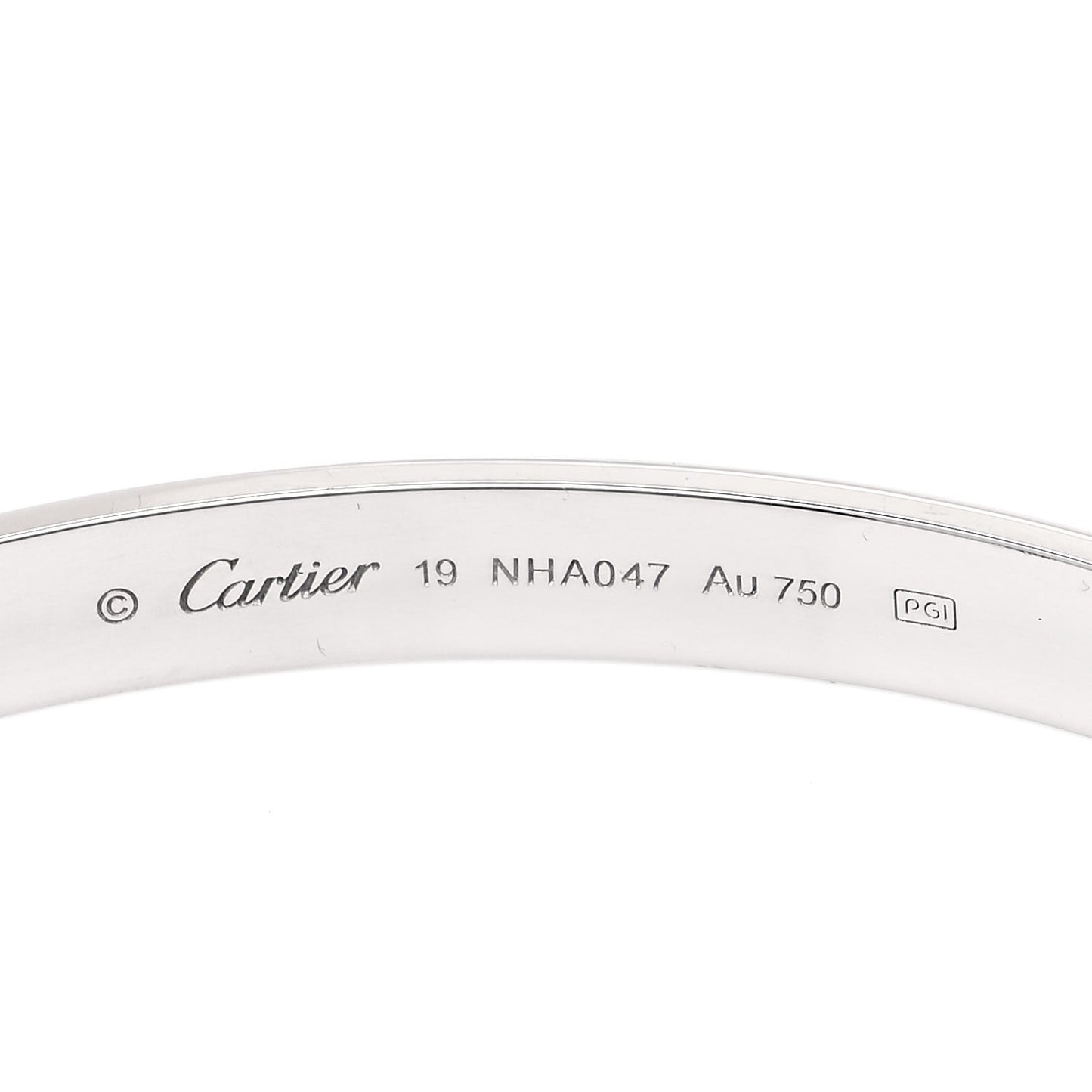 18K White Gold LOVE Cuff Bracelet 19