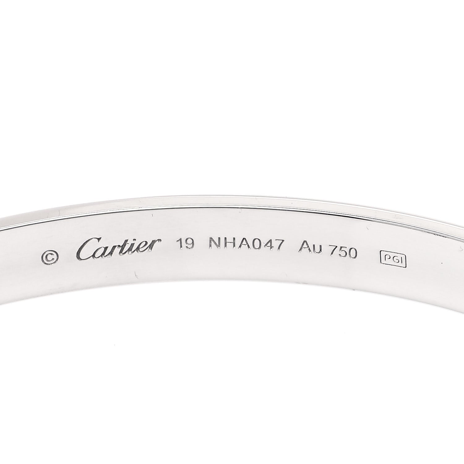 Cartier 18K White Gold LOVE Cuff Bracelet 19 4 of 5
