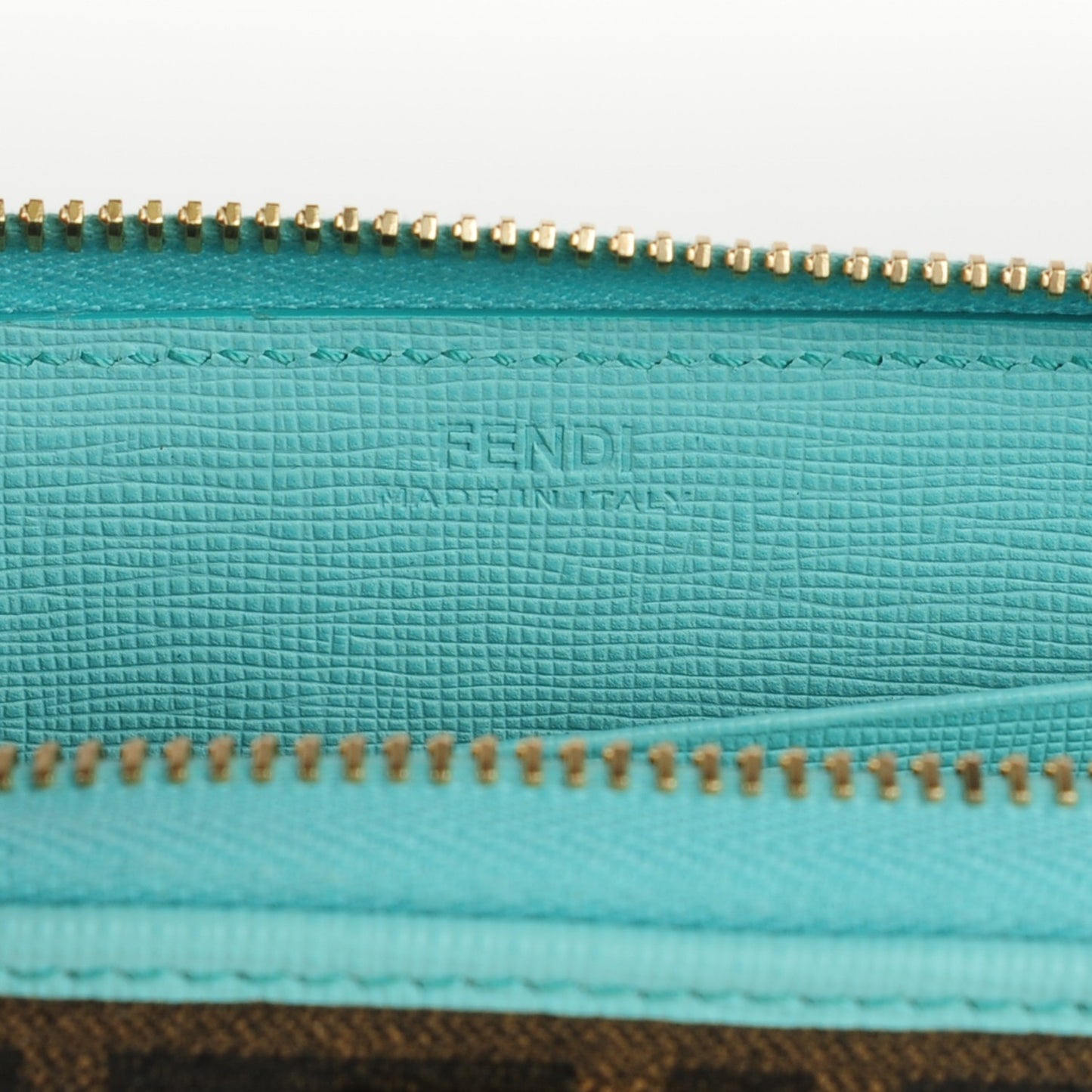 Zucca Spalmati Vitello Elite Zip Around Wallet Tobacco Turchese