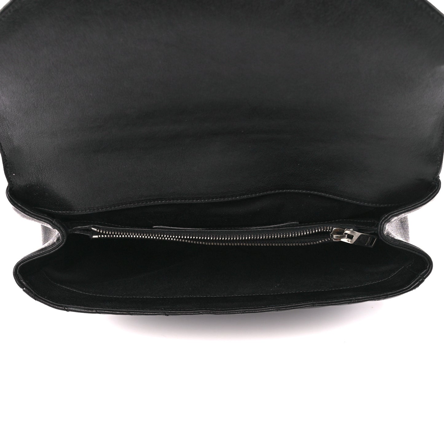 Sheepskin Matelasse Chevron Monogram Large College Satchel Black