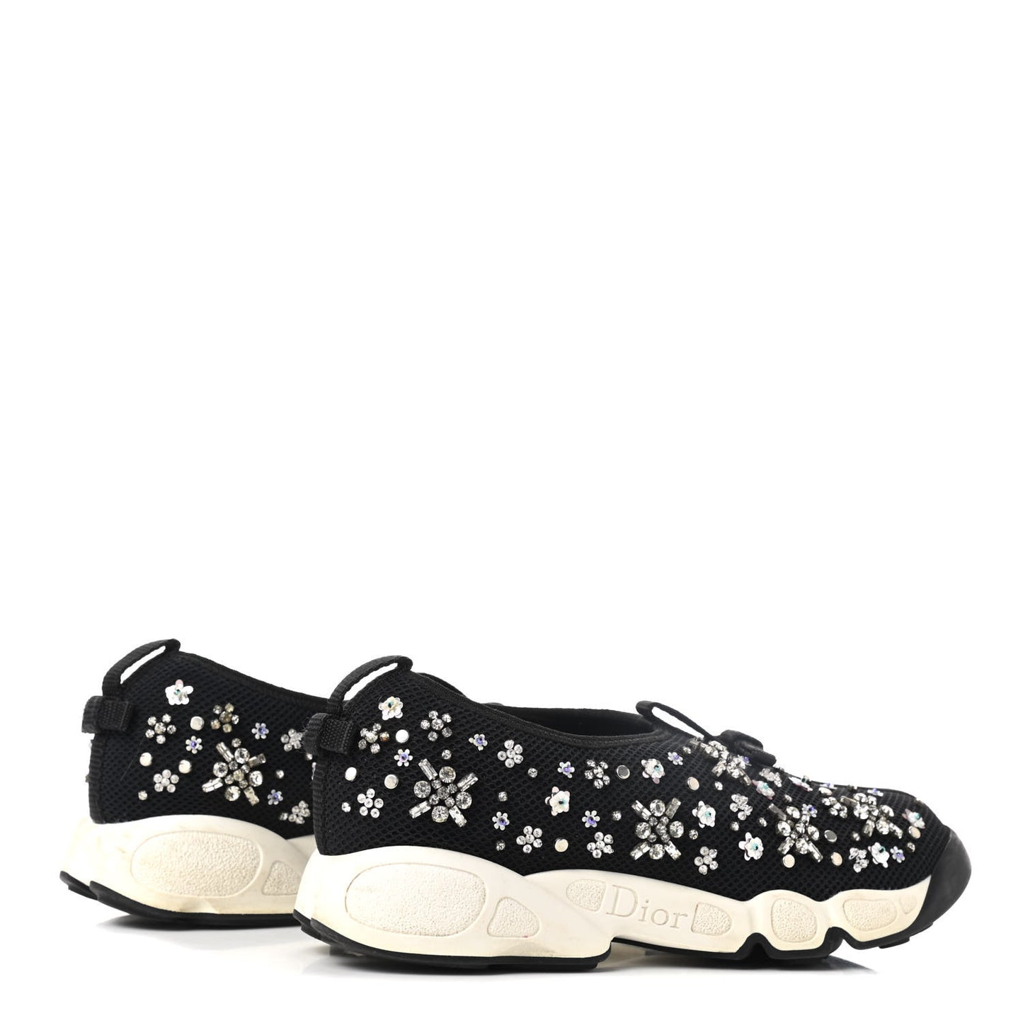 Technical Canvas Embellished Dior Fusion Sneakers Black White