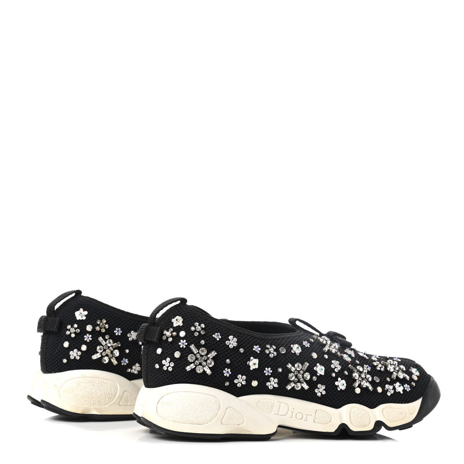 Christian Dior Technical Canvas Embellished Dior Fusion Sneakers Black White 4 of 9