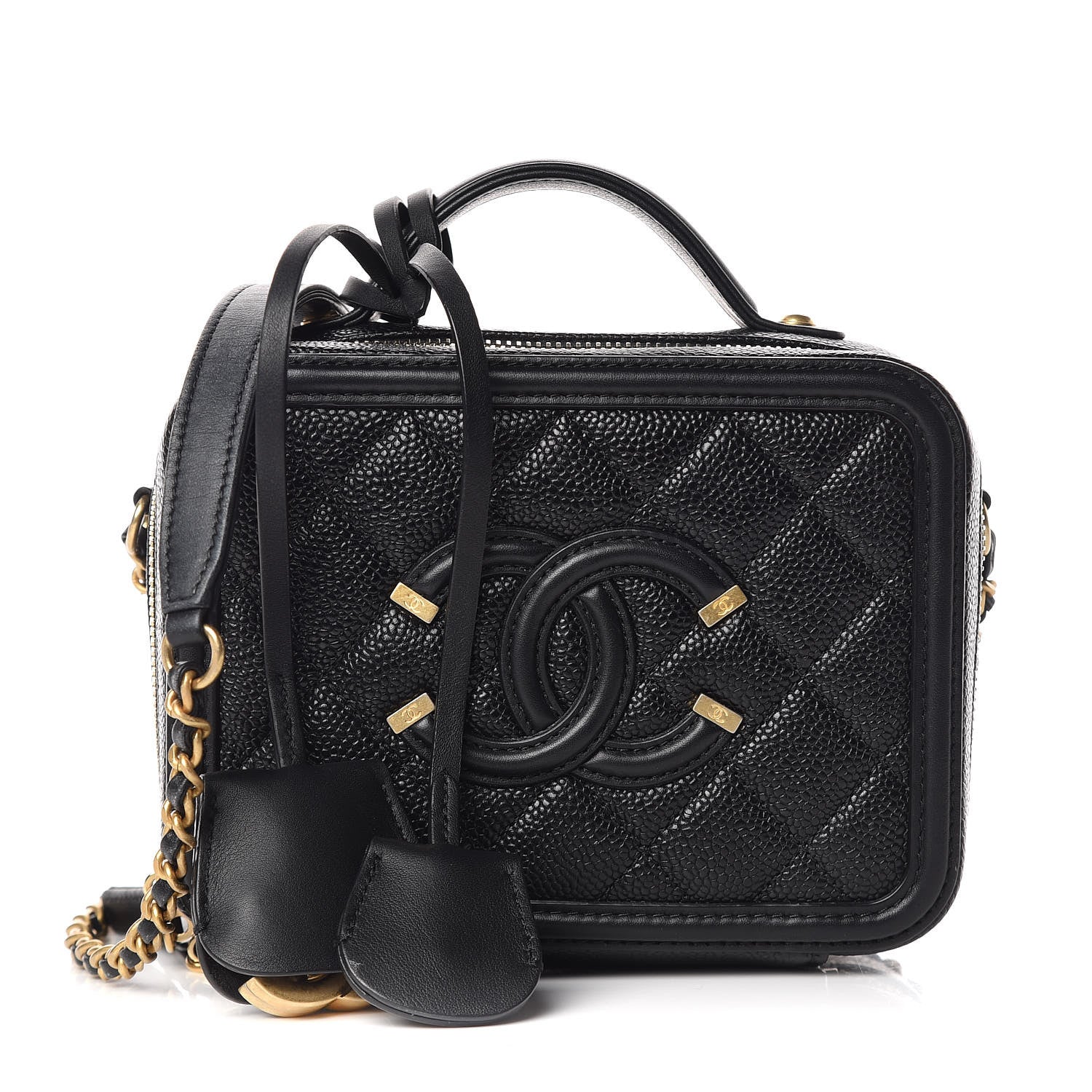 Chanel Caviar Quilted Small CC Filigree Vanity Case Black 1 of 10
